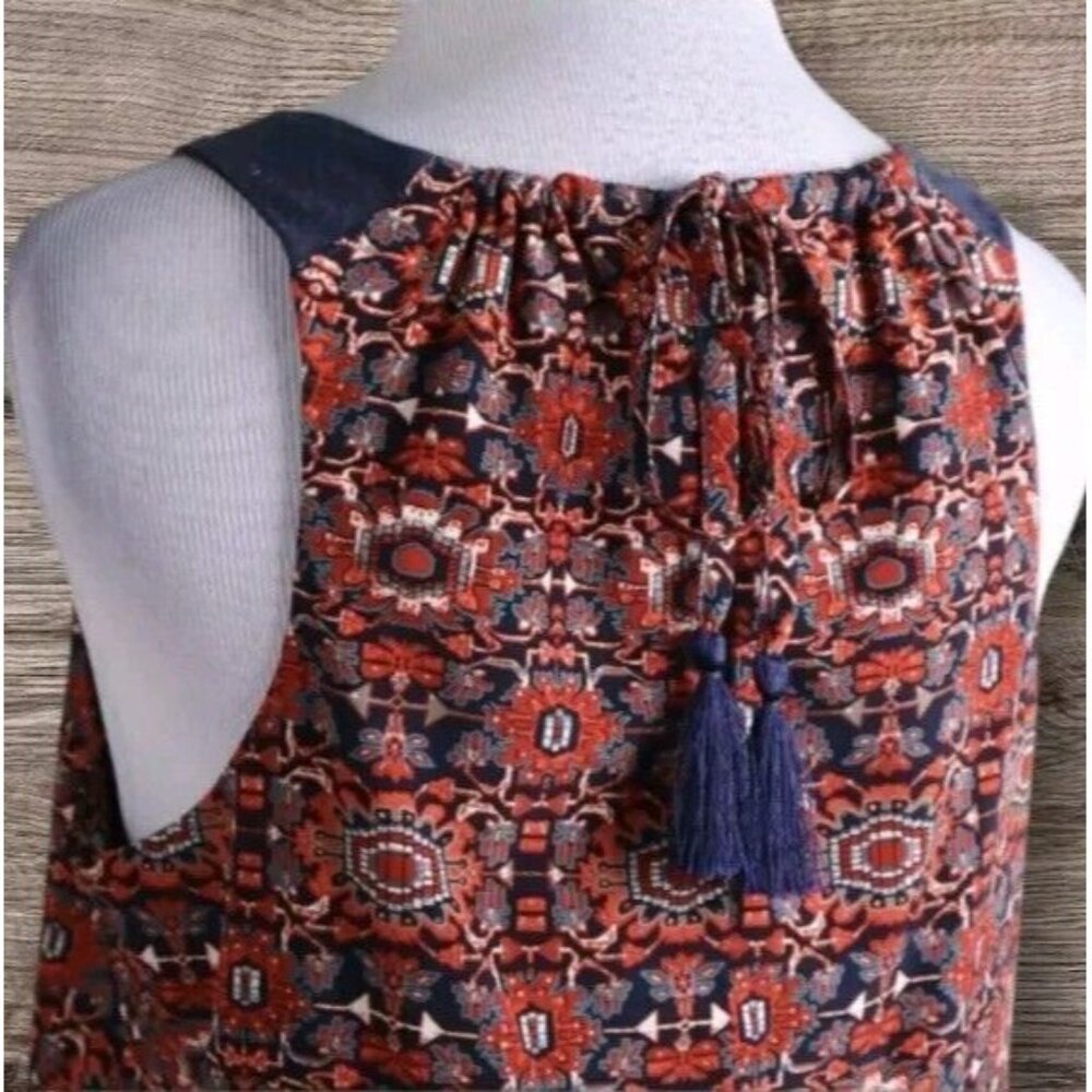 Athleta Dress NWT Martinique Sleeveless Tassel Keyhole Sz Medium Bold Pattern - Picture 3 of 16